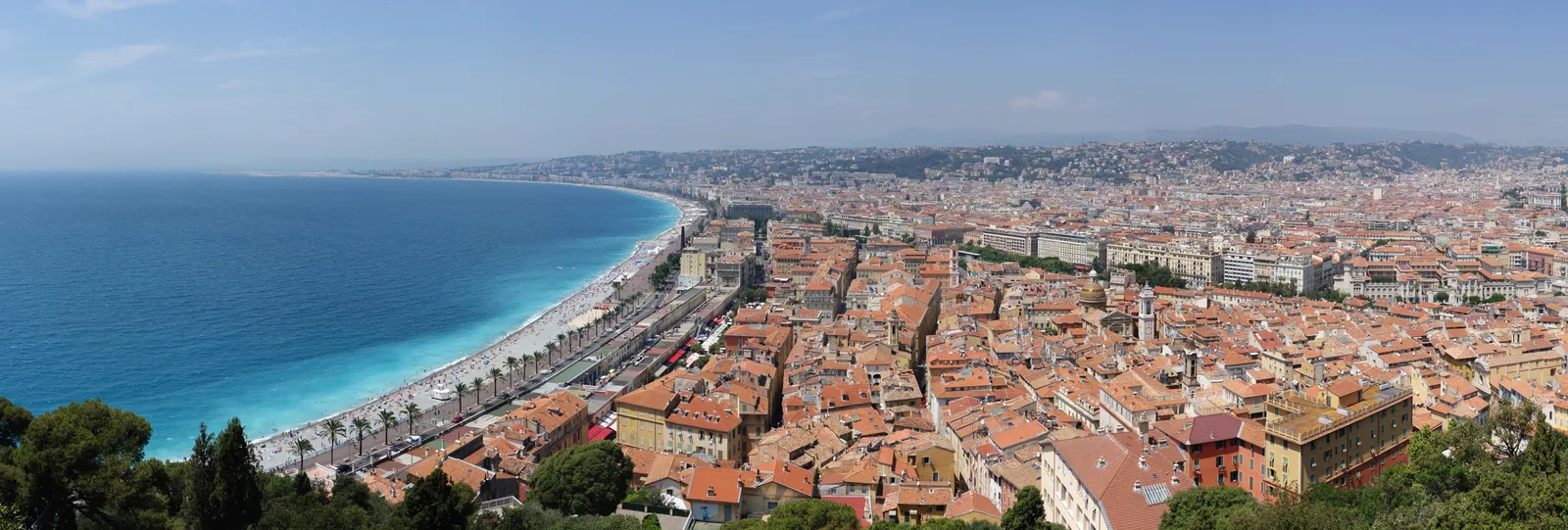 Nice coastline and Promenade des Anglais viewed from Castle Hill