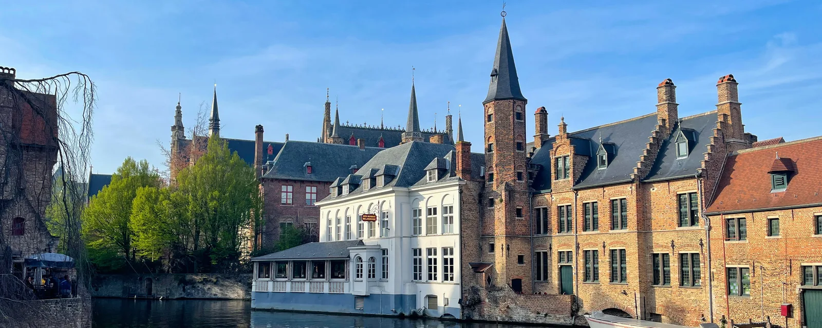 Bruges canal and historic stepped-gable waterfront in Belgium
