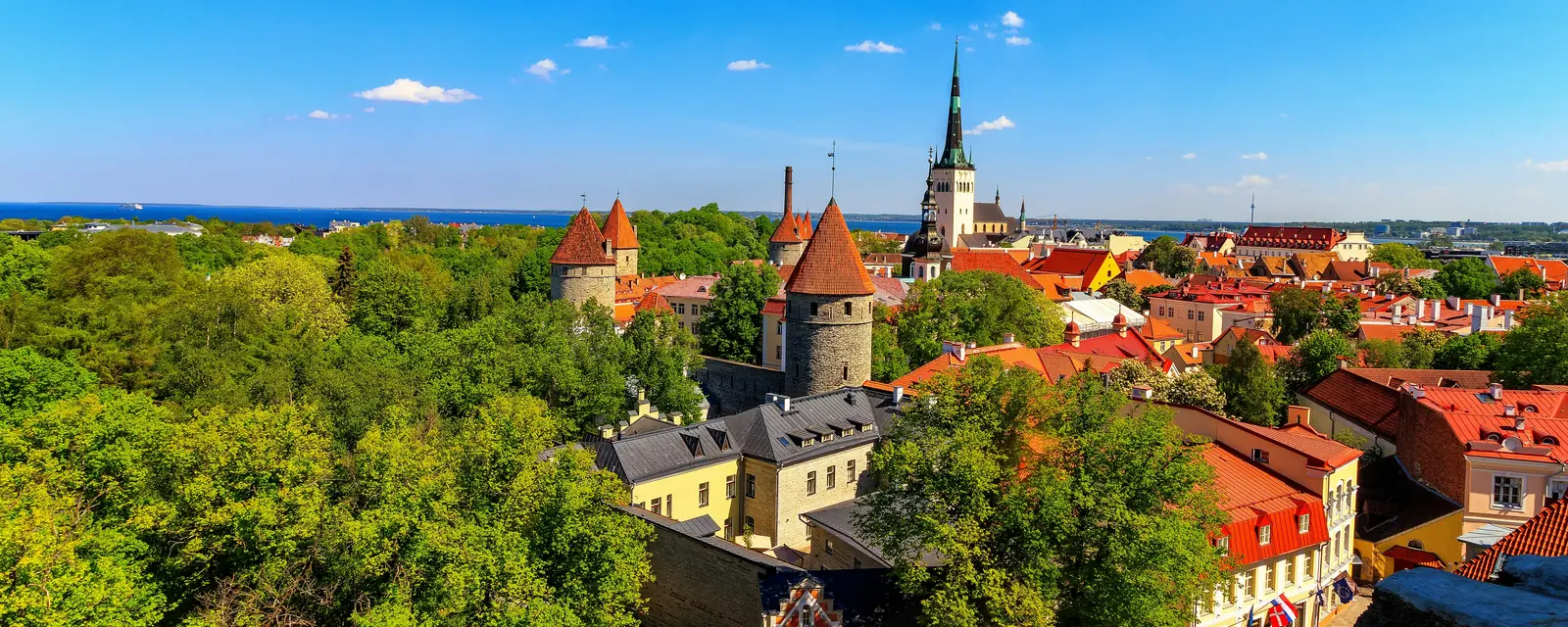 Medieval towers and red rooftops of Tallinn, Estonia