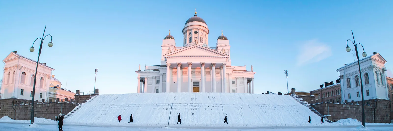 Helsinki Cathedral and snowy Senate Square, Finland