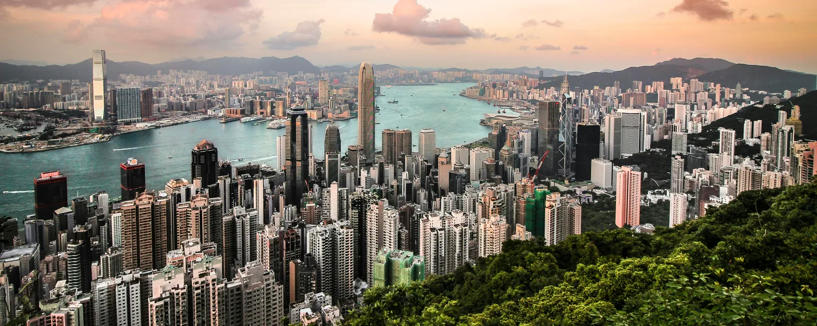 Victoria Harbour and Hong Kong skyline seen from Victoria Peak