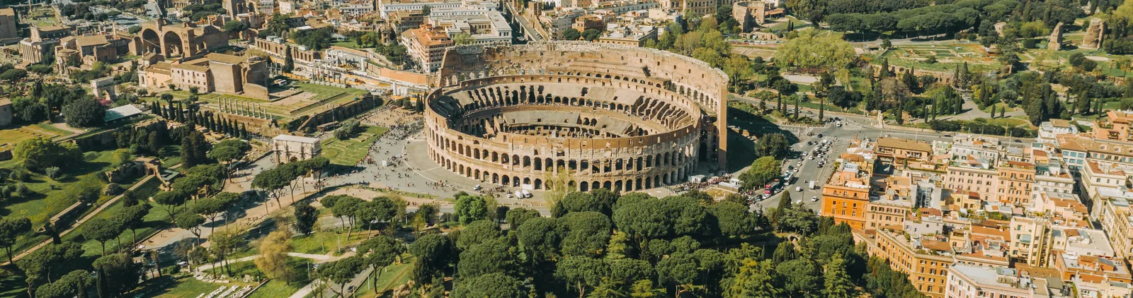 The Colosseum and surrounding streets of Rome, Italy
