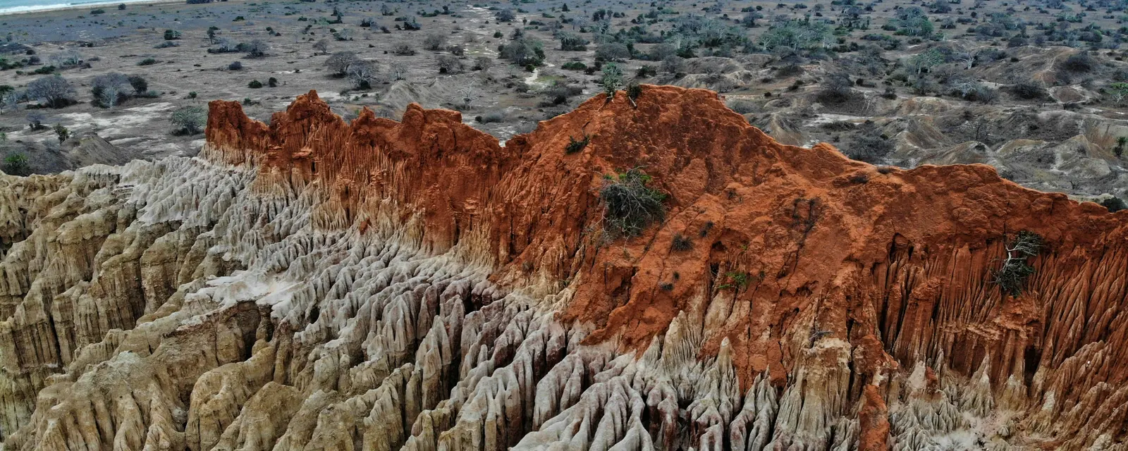 Dramatic ochre and pale eroded cliffs near Luanda in Angola