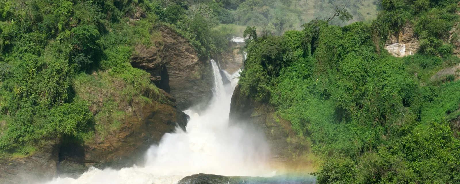 Rainbow above the powerful Murchison Falls in Uganda